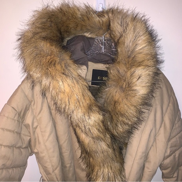 Maje Faux Fur Trimmed Cotton Blend Twill Hooded Coat 4 - Picture 8 of 14